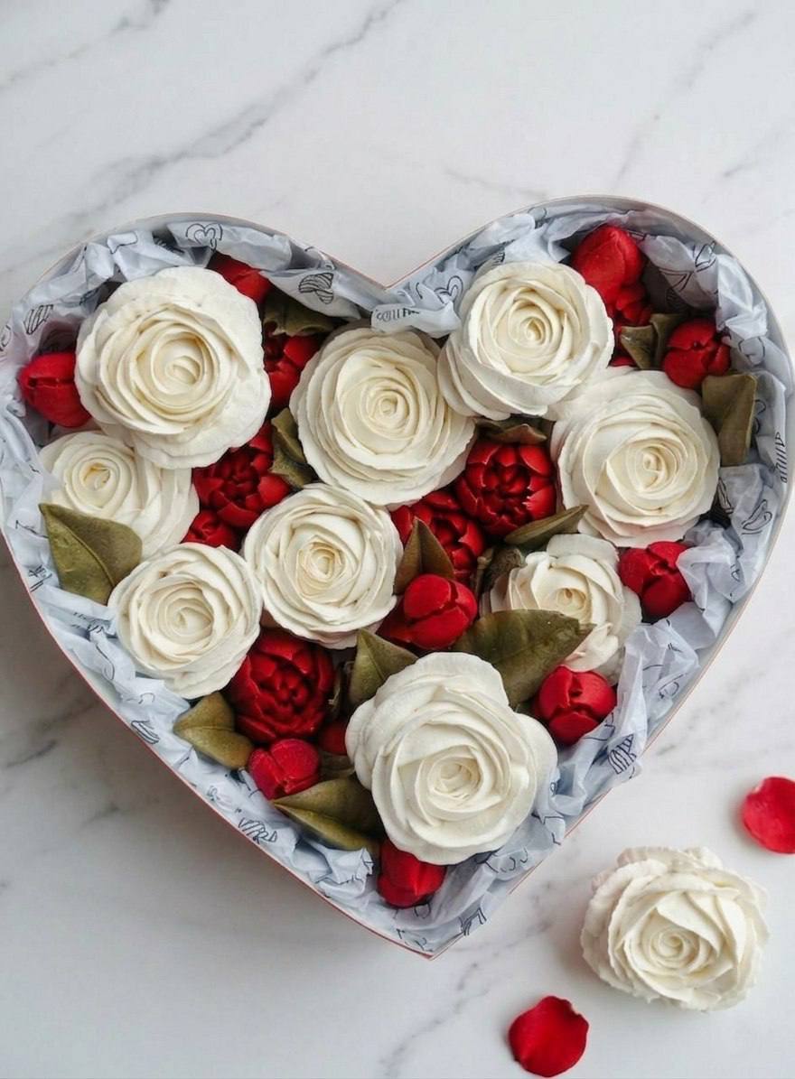 Подарочный бокс «Зефирные розы в сердце»